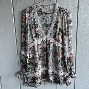 For Love & Lemons Luciana Silk Blend Embroidered Floral Mini Swing Dress Size S